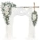WEDFLOR Wedding Arch Flowers with Drapes Kit Pack of 4 2pcs Artificial Ivory White Deluxe Swag with 2pcs Sheer Drapes for Wedding Ceremony Arbor Reception Backdrop Rose Floral Decoration