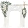 WEDFLOR Wedding Arch Flowers with Drapes Kit Pack of 4 2pcs Artificial Ivory White Deluxe Swag with 2pcs Sheer Drapes for Wedding Ceremony Arbor Reception Backdrop Rose Floral Decoration