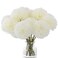 Rowfad 12 Pcs Artificial Chrysanthemums Flowers Silk Ball White Flowers Fake Mums Spring Flowers for Valentines Day Wedding Home Decor 12 White