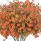 Grunyia 12 Bundles Artificial Fall Flowers for Outdoors Artificial Plants UV Resistant Fall Fake Mums Plants for Outside Halloween Christmas Porch Decoration ecorations Fall Red