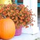 Grunyia 12 Bundles Artificial Fall Flowers for Outdoors Artificial Plants UV Resistant Fall Fake Mums Plants for Outside Halloween Christmas Porch Decoration ecorations Fall Red
