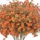 Grunyia 12 Bundles Artificial Fall Flowers for Outdoors Artificial Plants UV Resistant Fall Fake Mums Plants for Outside Halloween Christmas Porch Decoration ecorations Fall Red