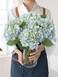 JINWOE Light Blue Hydrangea Artificial Flowers4Pcs 20 Real Touch Lifelike Silk Artificial Hydrangeas Full Fake Flowers for Bouquet Table Centerpieces Spring Wedding Indoor Home