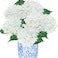 LA.PONEE 6PCS Premium White Hydrangea Artificial Flowers Bouquets Ivory Silk Hydrangea Flowers Heads with Stems Fake Hydrangeas Flowers Arrangement Faux Hydrangea Decor for Home Wedding Party Baby Sho