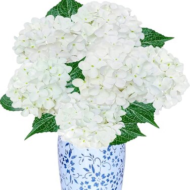 LA.PONEE 6PCS Premium White Hydrangea Artificial Flowers Bouquets Ivory Silk Hydrangea Flowers Heads with Stems Fake Hydrangeas Flowers Arrangement Faux Hydrangea Decor for Home Wedding Party Baby Sho