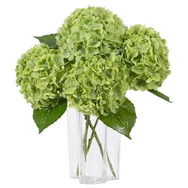 DuHouse 3Pcs Large Hydrangea Artificial Flowers20 inch Latex Real Touch Hydrangeas Lifelike Hydrangea Flower for Home Wedding Bouquets Centerpieces Party Living Room DecorationGreen