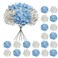 Cherica 20 Pcs Blue and White Hydrangea Artificial Flowers Bulk Faux Hydrangea Flowers Heads Artificial Fake Silk Hydrangea Flowers with Stems White Flowers Artificial for Decoration Wedding Dcor