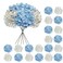 Cherica 20 Pcs Blue and White Hydrangea Artificial Flowers Bulk Faux Hydrangea Flowers Heads Artificial Fake Silk Hydrangea Flowers with Stems White Flowers Artificial for Decoration Wedding Dcor