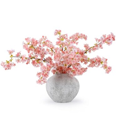 mizii 3Pcs Artificial Pink Cherry Blossom Branches 40 Fake Silk Cherry Blossoms Flowers with Long Stem for Wedding Decorations Table Centerpieces Vase Arrangement Home Decor Pink
