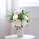 hopeme Artificial Rose Flower Arrangement in 6 White Ceramic Vase with Heart Charm Dcor Flower Arrangement with Eucalyptus Stems and Greenery Rustic Farmhouse Table Centerpiece 14H x 9W