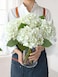 JINWOE White Flowers Hydrangea Artificial Flowers 4Pcs 20 Real Touch Lifelike Faux Silk Flowers Full Fake Artificial Hydrangeas with Stems for Bouquet Table Centerpieces Spring Home Decoration