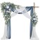WEDFLOR Wedding Arch Flowers with Drapes Kit Pack of 4 2pcs Artificial Dusty Blue Deluxe Swag with 2pcs Sheer Drapes for Wedding Ceremony Arbor Reception Backdrop Rose Floral Decoration