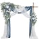 WEDFLOR Wedding Arch Flowers with Drapes Kit Pack of 4 2pcs Artificial Dusty Blue Deluxe Swag with 2pcs Sheer Drapes for Wedding Ceremony Arbor Reception Backdrop Rose Floral Decoration