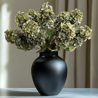 Ttranewsoo Green Hydrangea Artificial FlowersFake Fall Flowers Silk Hydrangea with StemsFall Faux DIY Floral for Table VaseHydrangeas Bouquet Indoor and Outdoor Decoration 24 Green 8pcs No Vase