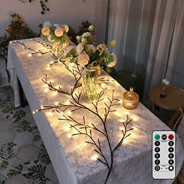 H-Wniniai HWniniai Vines for Bedroom Birch Fall Garland 6FT 18 Branches 144LED 8 Modes Artificial Plants Lighted Willow Vine with Remote Control Wall Decor for Room Decor Wall Lights