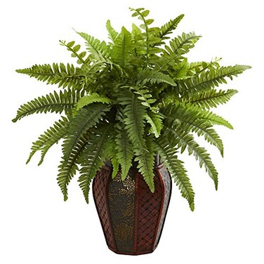 Nearly Natural Boston Fern Artificial Plant in Decorative Planter