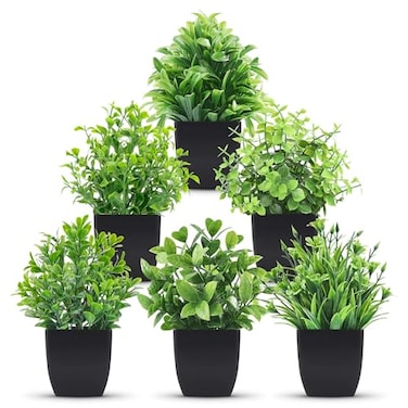 Der Rose 6 Pack Fake Plants Mini Artificial Plants for Home Office Farmhouse Bathroom Shelf Decor Indoor