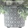 MyGift Artificial Eucalyptus Plant in Modern Gray Concrete Pots with Geometric Embossed Pattern 1 Grey