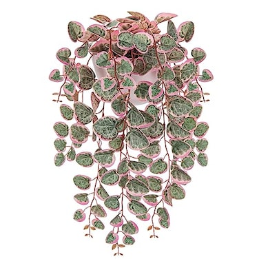 Briful Faux Hanging Plants 17 Artificial String of Heart Vines with Semicircle Wall Mount Planter Fake Draping Plants for Home Office Room Shelf Wall Hanging Decor