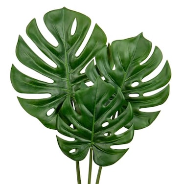 DILATATA 3 Pack Artificial Monstera Leaves with Long Stem for Vase Fake Tropical Plants Palm Leaves Realistic Philo Turtle Leaves for Home Wedding Party Decor