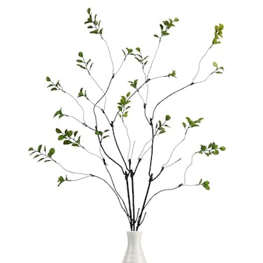 Krissing 3 Pcs Faux Greenery Stems 37 Tall Fake Ficus Twig Stems Plants Artificial Greenery Stems Branches for Vase Indoor Office Desk Home Spring Table Decor