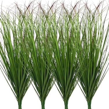 LUZOGA 12Pcs Artificial Grass Plants Faux Shrubs Wheat Grass Artificial Tall Grass Fake Plants for Outdoor DecorArtificial Greenery Stems Weed for Room Indoor Home DecorGreen Red Tail