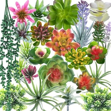 COTSEN 25 Pcs Artificial Succulent Plants Fake Succulents Assorted Unpotted Suitable for Office Garden Interior Decor