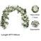 Pieshay 6FT Artificial Eucalyptus Garland with Flowers 10 White Roses Baby Breath Garland Floral Greenery for Wedding Party Centerpiece Table Runner Backdrop Wall Decor Decoration
