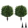 InnovLeaf 22T Artificial Cedar Topiary Ball Tree 2 Pack Outdoors Artificial Shrubs Faux Plants Uv Rated Perfect for Outdoor Indoor Easy to Install