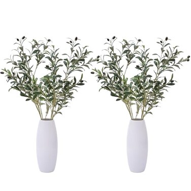 Heleze 39 Inch Artificial Olive Branches for Vases Fake Plants Greenery Stems with 222 Leaves Faux Olive Tree Branches Home Decor Indoor 4PCS