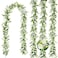HIAGROW 6FT Eucalyptus Garland with Flowers 4 Pack Greenery Hanging Summer Eucalyptus Garland Suitable for Table Wedding Backdrop Arch Wall Party Thanksgiving UV Protected Indoor Outdoor Decorations