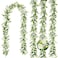 HIAGROW 6FT Eucalyptus Garland with Flowers 4 Pack Greenery Hanging Summer Eucalyptus Garland Suitable for Table Wedding Backdrop Arch Wall Party Thanksgiving UV Protected Indoor Outdoor Decorations