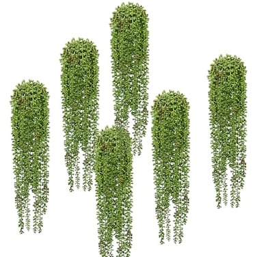 SzJias 6 Pcs String of Pearls Plant Artificial Hanging Succulents Plants for Home Garden Decor