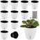 Planterhoma 5 Inch Self Watering Pots for Indoor Plants 10 Packs African Violet Pots with Indicator Black Wick Pot with Drainage Holes Self Watering Planters for Orchid Devils Ivy White