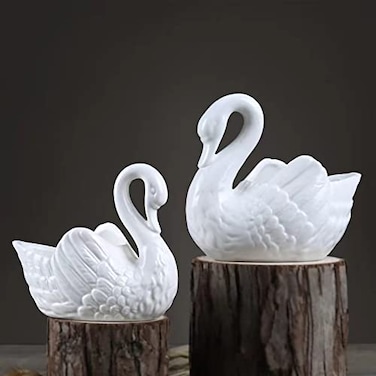 Xesagsnv White Swan Succulent Planter Porcelain Candle Holder 2 Pack