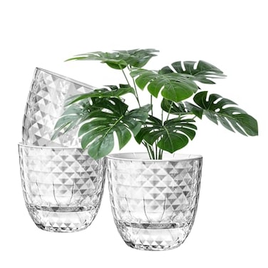 Etvski Self Watering Pots for Indoor Plants Flower Pots Self Watering Plant Pot3pcs 6inch Clear