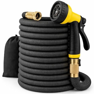JB JB XpandaHose 100ft Expandable Garden Hose UltraStrong 3750D 4Layer Latex Core Brass 34 Connectors 10Pattern Nozzle Storage Bag Lightweight KinkReducing LeakResistant