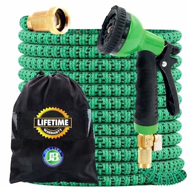JB JB XpandaHose 50ft Expandable Garden Hose UltraStrong 3750D 4Layer Latex Core Brass 34 Connectors 10Pattern Nozzle Storage Bag Lightweight KinkReducing LeakResistant