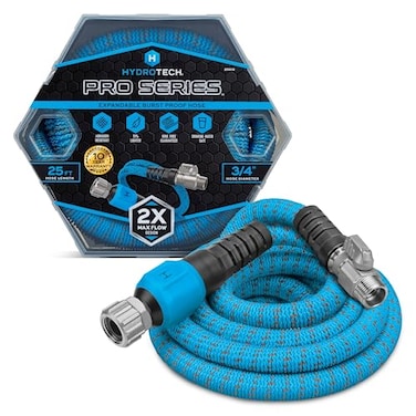 HydroTech 25 ft Expandable Garden Hose Pro Series 2x Max Flow 34 NoKink Flexibility Lightweight Hose for Lawn Garden Car Washing Deck and Patio Cleaning