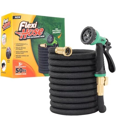 Flexi Hose Expandable Garden Hose with 8 Function Nozzle 50FT Lightweight Retractable Garden Hose Water Hose NoKink Flexibility 34 Inch Solid Brass Fittings and Double Latex Core