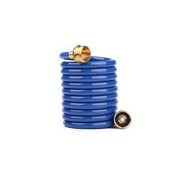 FangFarm Lightweight Coiled Water Hose 10ft Curly Hose with 34 inch GHT Brass Connectors 12 inch Diameter for Patio Balcony RV Short Range Watering