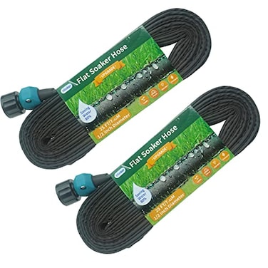 Hlinker Flat Soaker Hose 25 50 FT for Garden Beds 50Ft 25FT X 2 12 Linkable Consistent Drip Irrigation Hose Save 80 Water Leakproof Heavy Duty Double Layer Sprinkler Hose