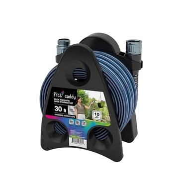 FITT HiFlo Water Hose 30ft with Caddy Multipurpose Garden Hose with Mini Hose Reel Easy to Use and Longlasting Performance