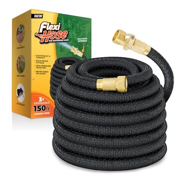 Flexi Hose Lightweight Expandable Garden Hose 150FT Retractable Garden Hose Water Hose NoKink Flexibility 34 Inch Solid Brass Fittings and Double Latex Core