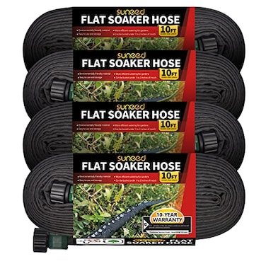 Suneed 4 Pack Flat Soaker Hose 10FT for Garden BedsShort Soaker Hose for Efficient Effective Watering of Plants Short Irrigation Drip Hose Easy to Install 10FT 4Pack