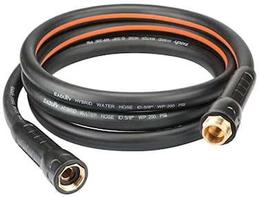 EADUTY Hybrid Lead In Garden Hose 58 IN x 10 FT Heavy Duty Lightweight Flexible with Rotatable Grip Handle and Solid Brass Fittings GrayOrange