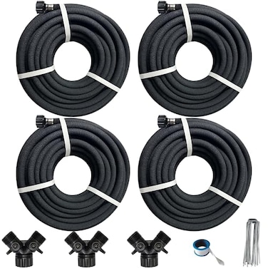 AMRITA Soaker Hose KIT12inch 15ft 5Pack Rubber Garden Hose 70 Water SavingBlack Heavy Duty Soaker Hose For Garden LawnGarden Raised Beds1215FTX4