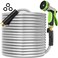 Wabolay Metal Garden Hose 25 ft Stainless Steel Water Hose Heavy Duty with 10 Way NozzleFlexible Lightweight Durable No Kink Tangle Hoses Pipe Strong 34 Solid Brass Fitting for Outdoor Yard