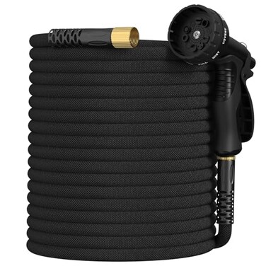 THXEVER Garden Hose 50ft NonExpandable Lightweight Flexible Water Hose with 10Pattern Spray Nozzle Super Fabric LeakProof 34 Solid Brass Alloy Connector Fittings Durable Black