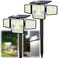 HAARAY Solar Outdoor Lights with Stakes 2500LM 180 PIR Motion Sensor 360 Wide Angle Illumination InGround or Wall Mount IP65 Waterproof 3 Modes 236 LEDs Security Flood Light 2 Pack